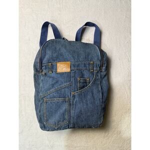 Vintage Denim Backpack Small Grunge Faded Jean Bag Festival Boho Retro Y2K